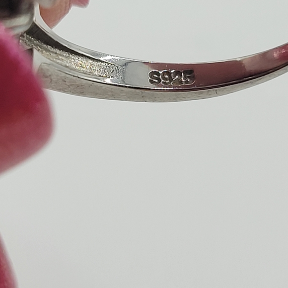 Sterling Silver and Dark Blue Clear Glass Women's Ring - Picture 9 of 12